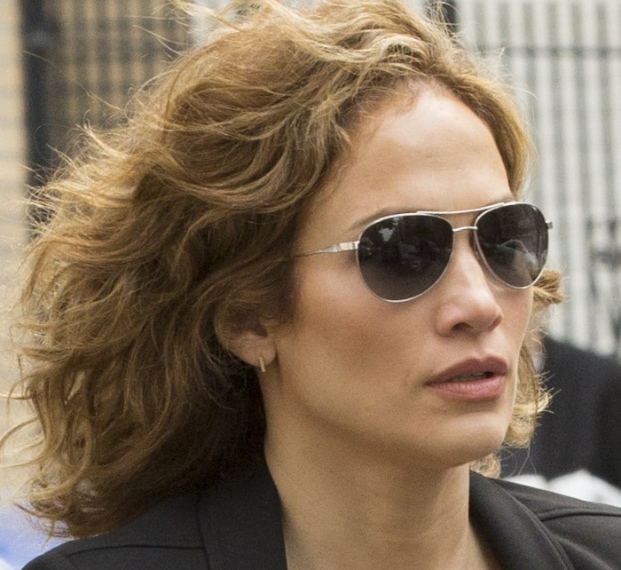 Jennifer Lopez on set filming the upcoming TV series 'Shades of Blue' in New York City