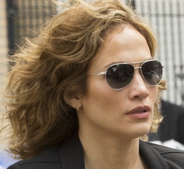 Jennifer Lopez on set filming the upcoming TV series 'Shades of Blue' in New York City