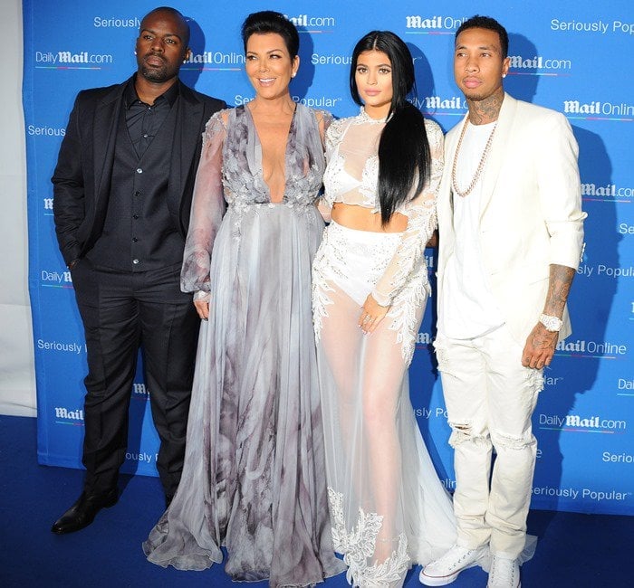 Corey Gamble, Kris Jenner, Kylie Jenner, and Tyga at MailOnline's yacht party