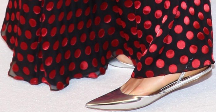 Karlie Kloss shows off her long feet in Jimmy Choo flats