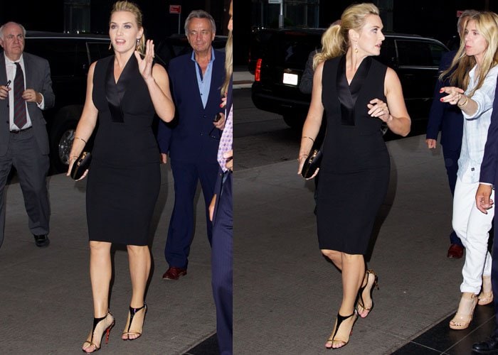 Kate Winslet styled her dress with her favorite Christian Louboutin "Athena Alta" heels in leopard