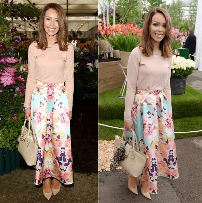 Katie Piper looked feminine at the Chelsea Flower Show 2015 in London on May 18, 2015