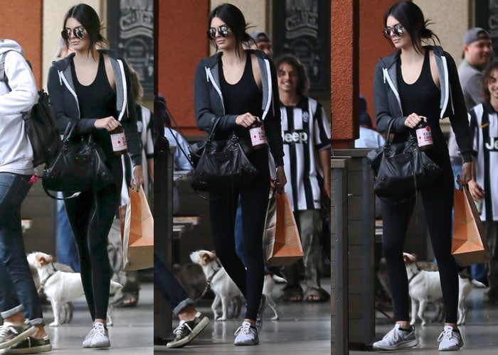 Kendall Jenner wearing Nike Flyknit Lunar 2 sneakers