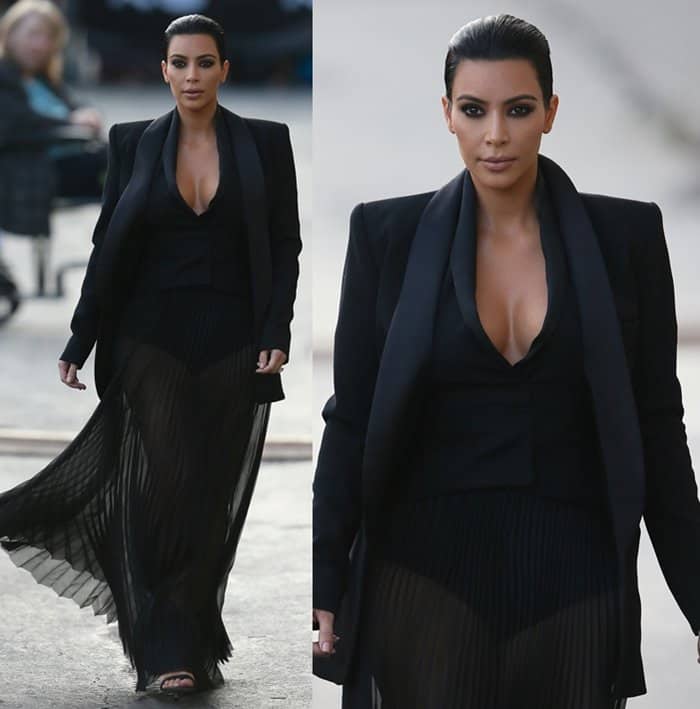 Kim Kardashian arriving for Jimmy Kimmel Live! at ABC Studios in Los Angeles on April 30, 2015