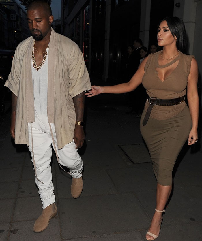 Kim Kardashian and husband Kanye West enjoy a date night at Hakkasan restaurant in Mayfair, London on June 25, 2015