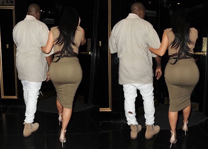 Kim Kardashian and husband Kanye West enjoy a date night at Hakkasan restaurant in Mayfair, London on June 25, 2015