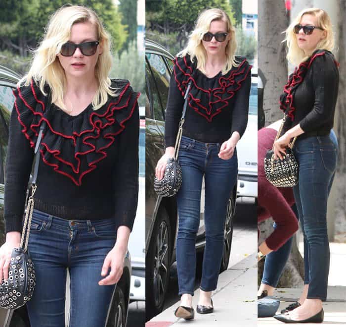 Kirsten Dunst enjoys a shopping day at A.P.C. in Beverly Hills, looking effortlessly chic in J Brand '910' skinny jeans
