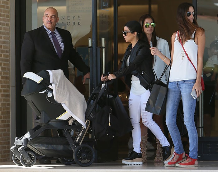 Kourtney Kardashian with her six-month-old son Reign Disick shopping at Barneys New York