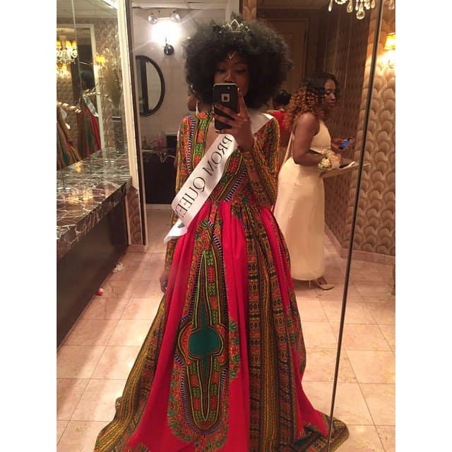 Kyemah wearing her Prom Queen sash