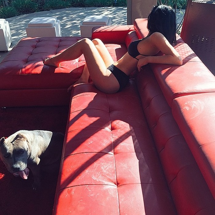 Black bathing suit pictured shared by Kylie Jenner