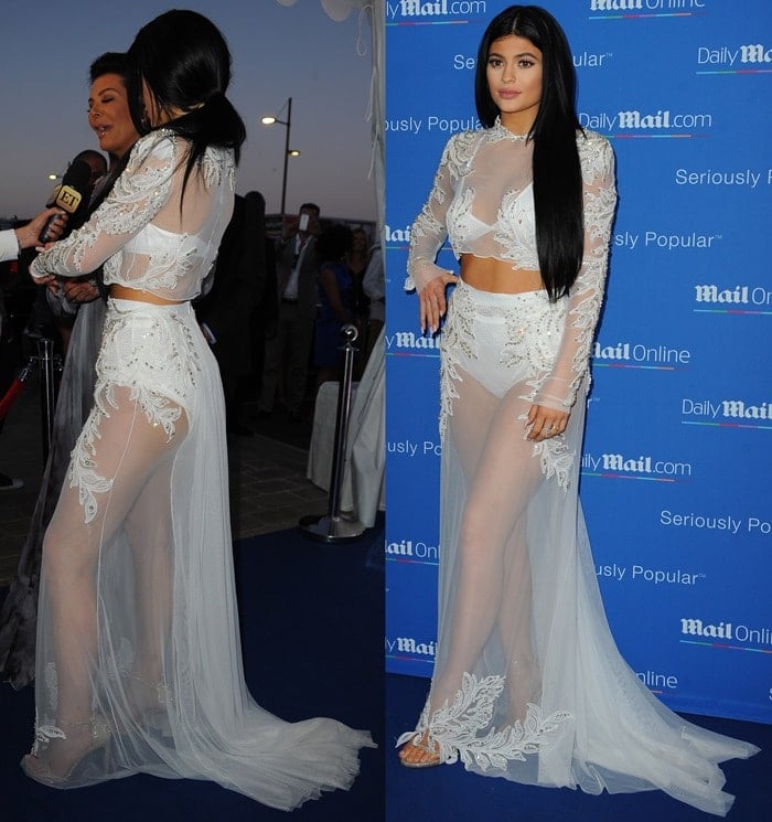 Kylie Jenner exposed snowy white undergarments in a dress by Francesco Scognamiglio