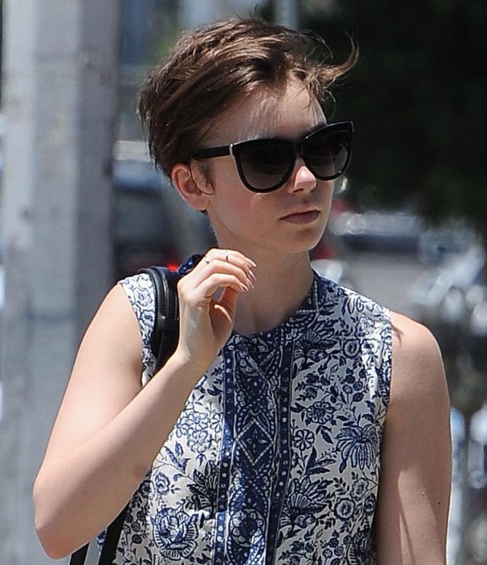 Lily Collins' messy pixie haircut and natural-looking makeup