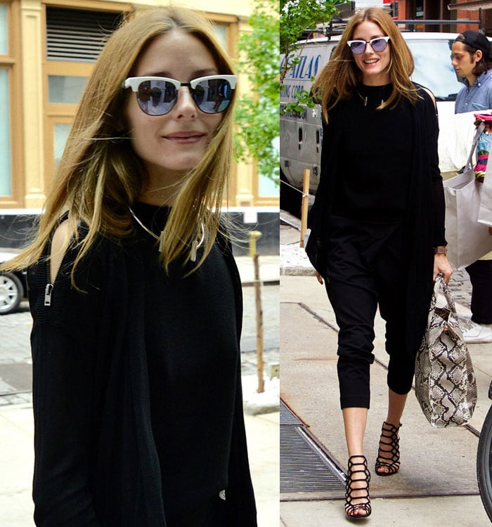 Olivia Palermo's hair was worn down and parted in the middle