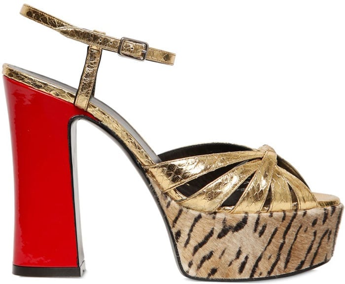 Saint Laurent 125 mm Candy Elaphe & Ponyskin Sandals