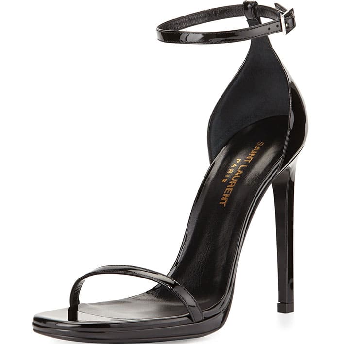 Saint Laurent Jane Patent Ankle-Wrap Sandals