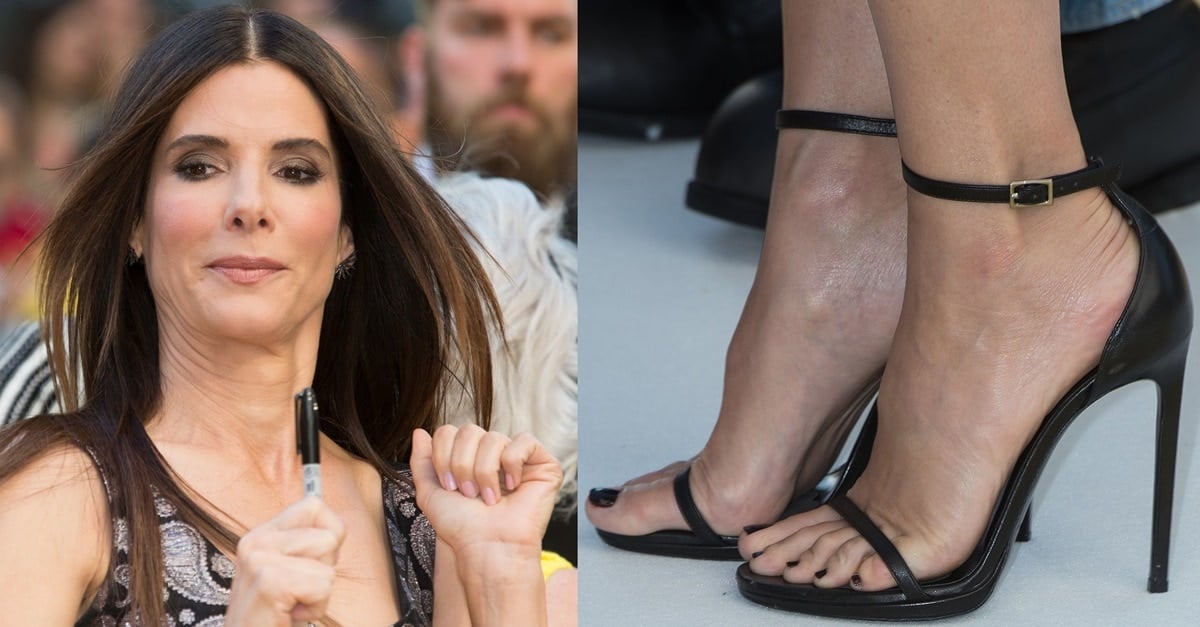 Sandra Bullock's Pretty Feet and Toes at Minions Premiere in London.