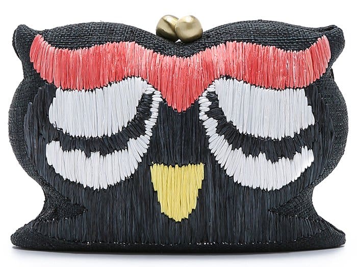 Serpui Marie Embroidered Owl Clutch