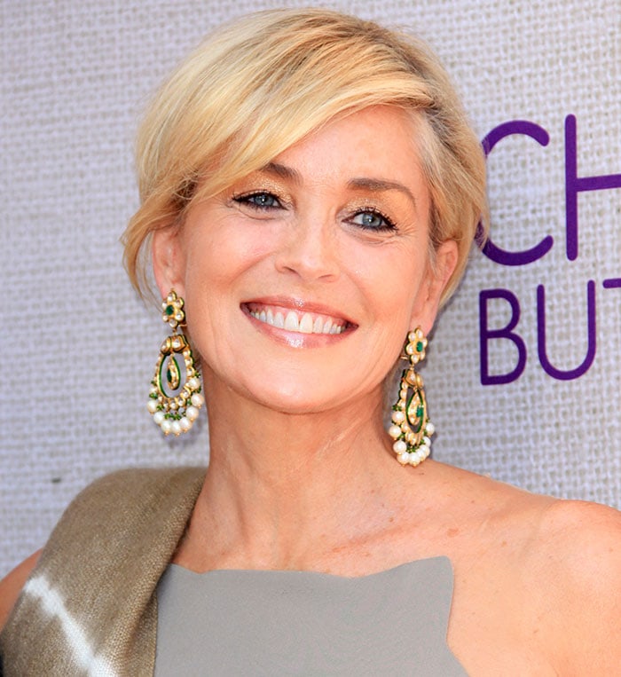 Sharon Stone's pixie haircut with side-swept bangs at the 14th Annual Chrysalis Butterfly Ball