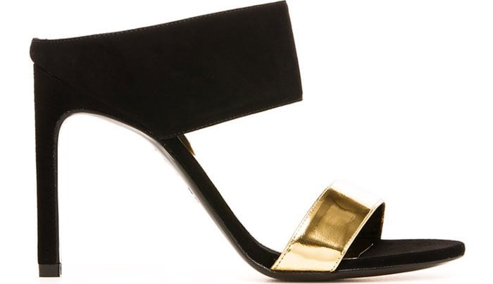 Stuart Weitzman Myslide Black Gold Sandals