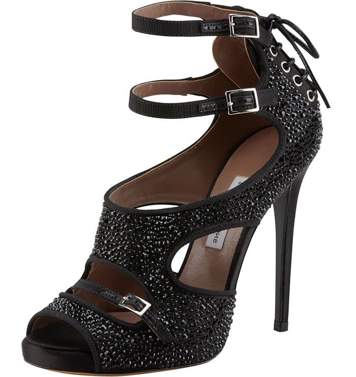 Bailey Double-Ankle-Wrap Crystal-Embellished High Heels