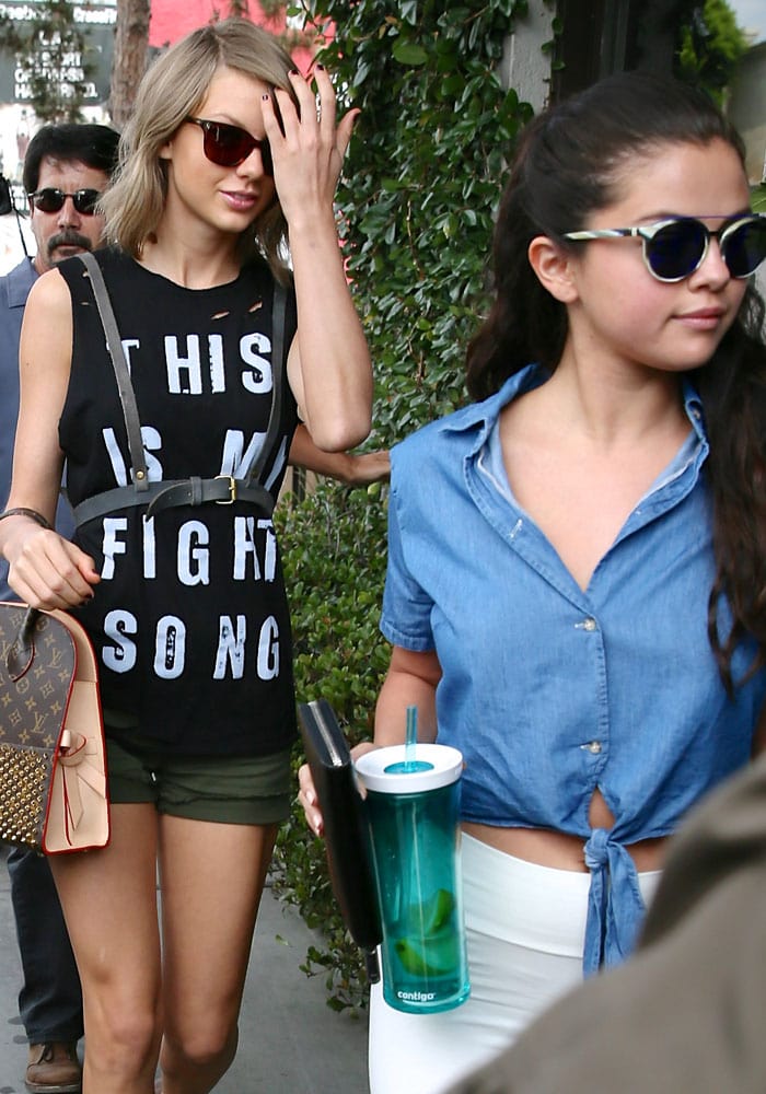 Taylor Swift and Selena Gomez head out for lunch at Ago Restaurant