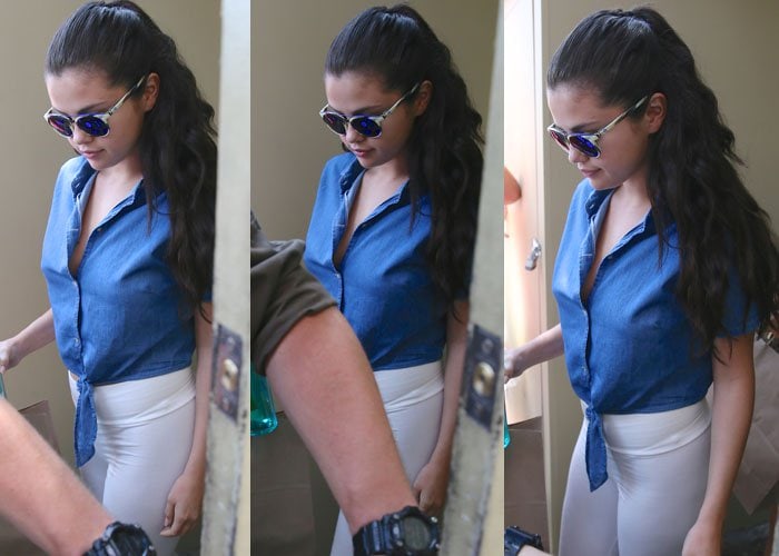 Selena Gomez rocks an American Apparel top