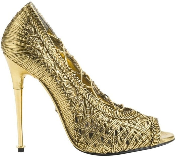 Tom Ford Nappa Leather Lace-Up Pumps in Gold