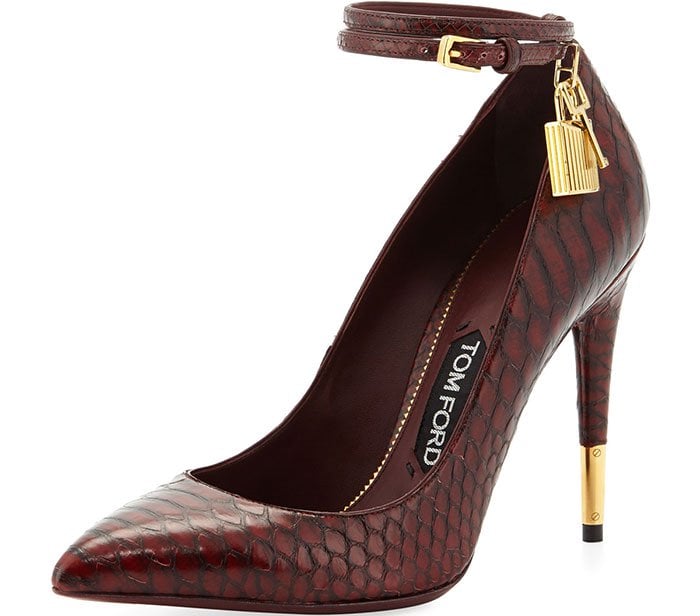 Tom Ford Padlock Ankle-Wrap Python Pumps