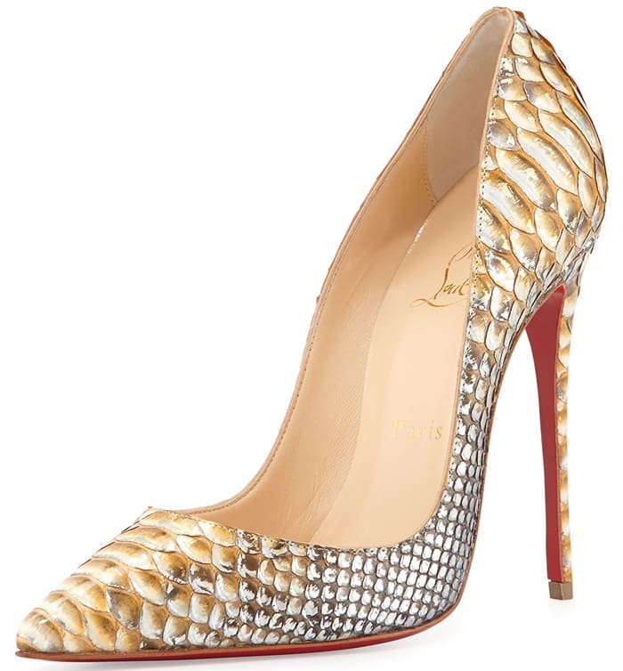 Christian Louboutin "So Kate" Python Pumps in Gold