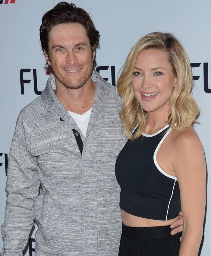 Kate Hudson with her brother, Oliver Hudson, at the launch of their menswear collection FL2