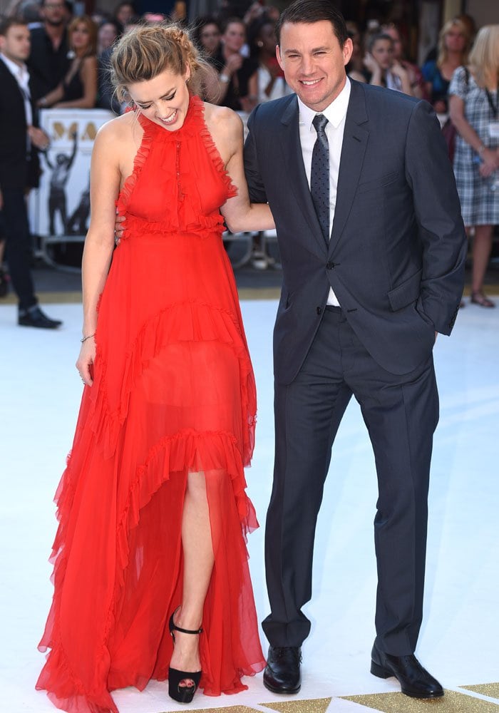 Actors Channing Tatum and Amber Heard attend the European Premiere of "Magic Mike XXL"