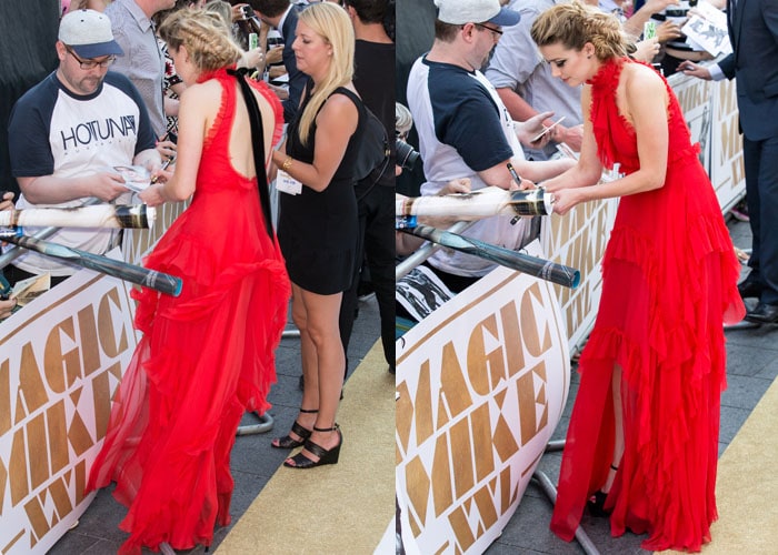 Amber Heard signing autographs at the European premiere of Magic Mike XXL