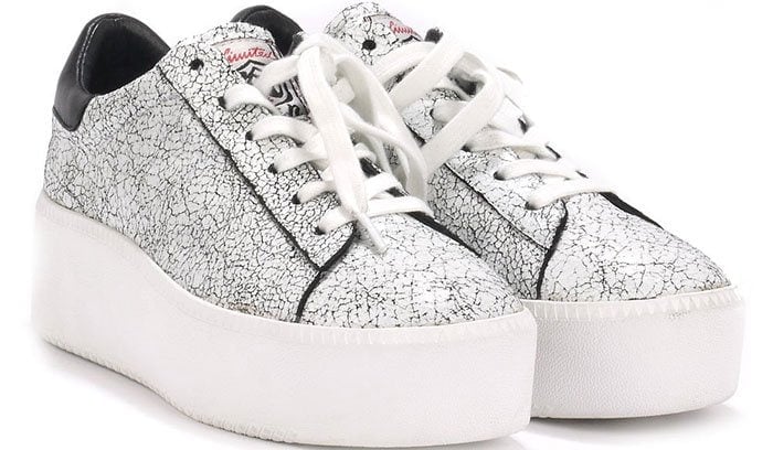 Ash Cult Crackle Leather Platform Trainers Crackle Leather