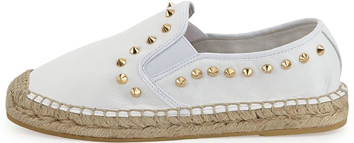 Ash Zest Espadrilles Studded White Leather