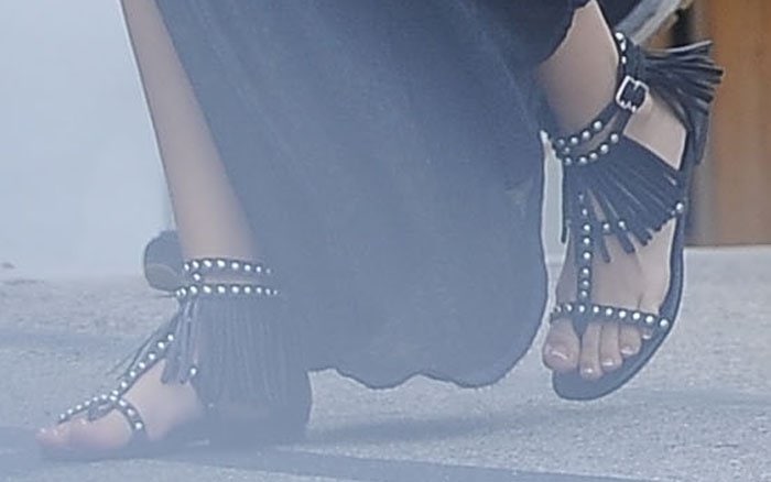 Ashley Tisdale showed off her feet in Saint Laurent sandals