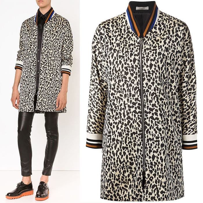 Bouchra Jarrar leopard print long bomber jacket