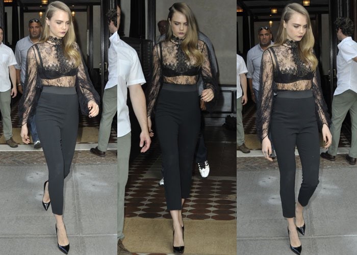 Cara Delevingne rocks high-waist pants