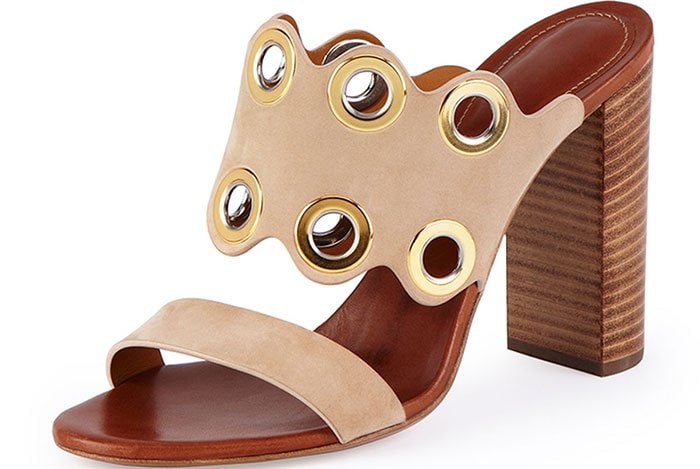 Chloe Suede Wavy Rivet Mule Sandals