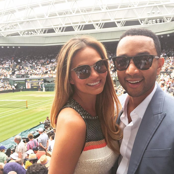 Chrissy Teigen and husband John Legend getting ready to see sisters Serena and Venus battle head-on