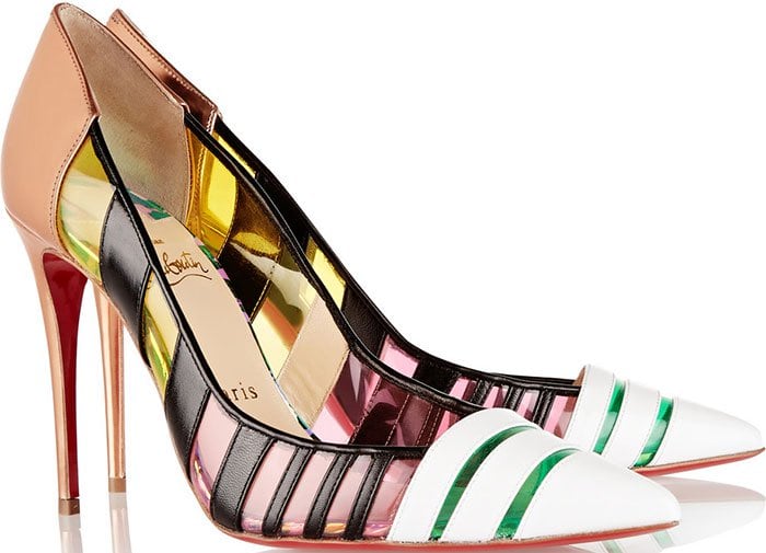 Christian Louboutin Bandy Striped Leather and PVC Pumps