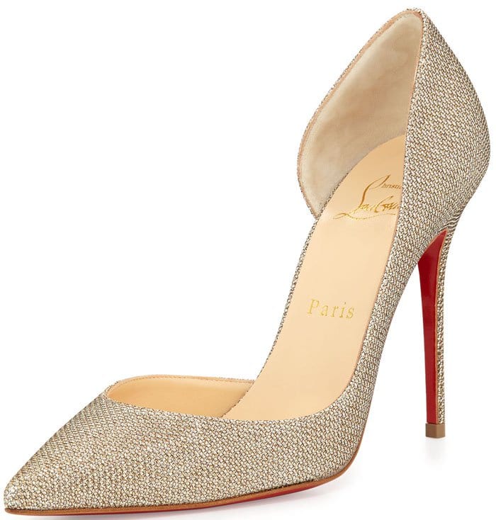 Christian Louboutin Iriza Half-d'Orsay Glitter Red Sole Pump in Gold