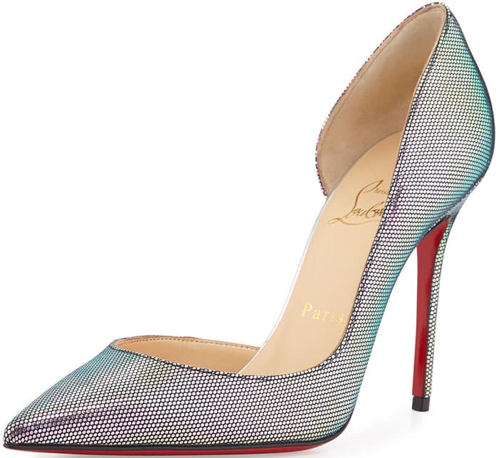 Christian Louboutin Iriza Iridescent Red Sole Pump in Digitale/Silver