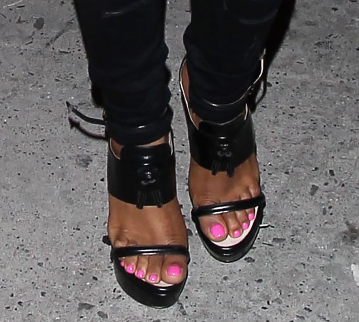 Christina Milian's sexy toes in Ruthie Davis “Ivy” sandals