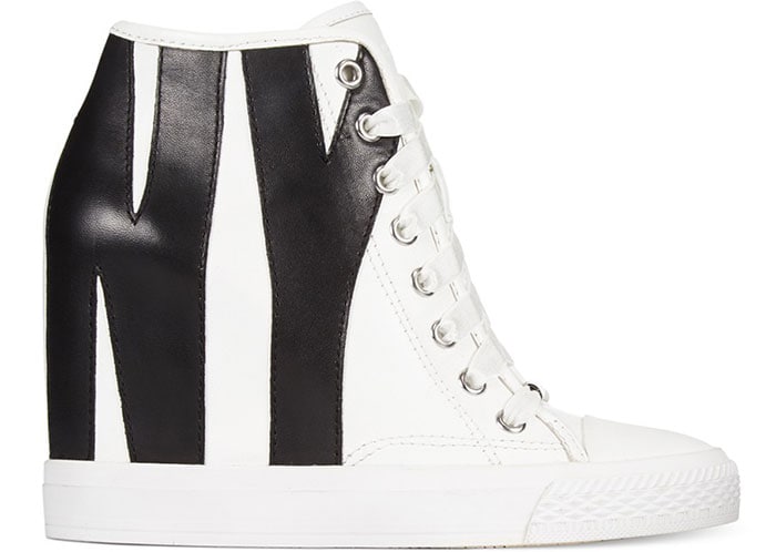 DKNY Grommet Leather Wedge Sneakers