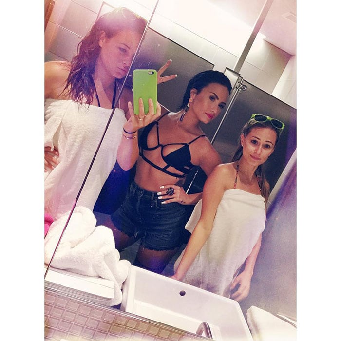 Demi Lovato's shows off in an Instagram post she took during her "Cool for the Summer" Pool Party with Z100 at the Gansevoort Park Avenue in New York City on July 1, 2015