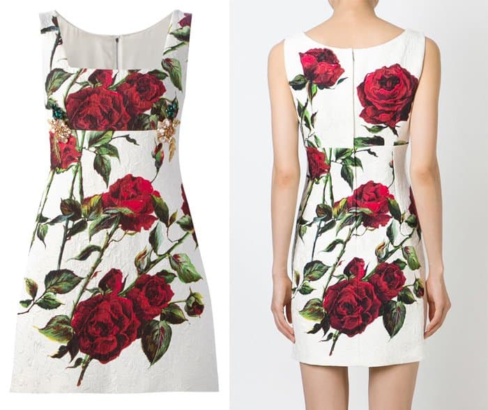 Dolce & Gabbana Rose Print Brocade Dress
