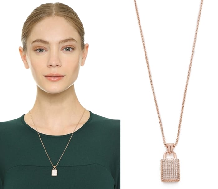 Eddie Borgo Pave Padlock Necklace in Rose Gold