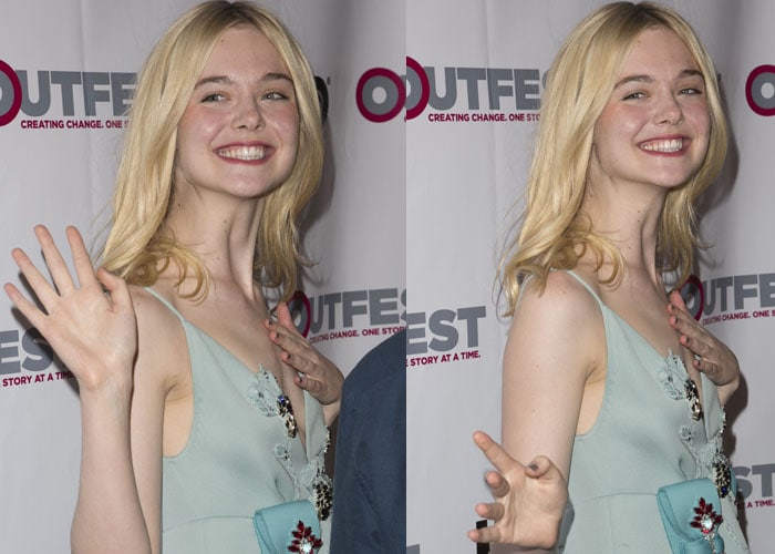 Elle Fanning was her usual giggly youthful self