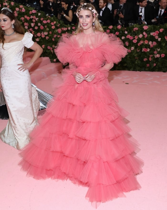 Emma Roberts donned a Giambattista Valli Haute Couture Spring 2019 gown at the 2019 Met Gala