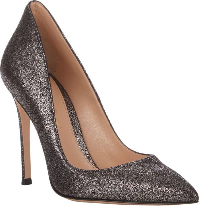 Gianvito Rossi Ellipsis Pumps Crackled Metallic Gunmetal